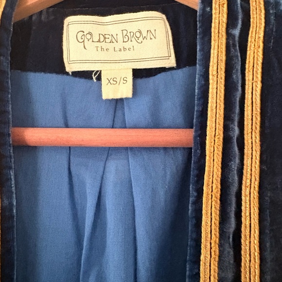 Golden Brown the Label Sugarman Velvet Jacket Sz XS/S - Picture 3 of 5